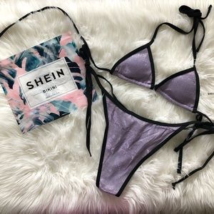 BRAND NEW SHEIN Purple Glitter Micro Bikini